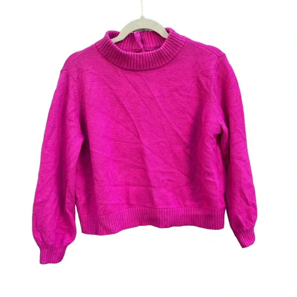 WHO WHAT WEAR HOT PINK WOOL BLEND MOCK NECK SWEATER
